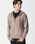 CASHMERE ZIP HOODIE BEIGE