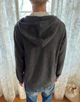 Knitted cashmere zip hoodie dark grey