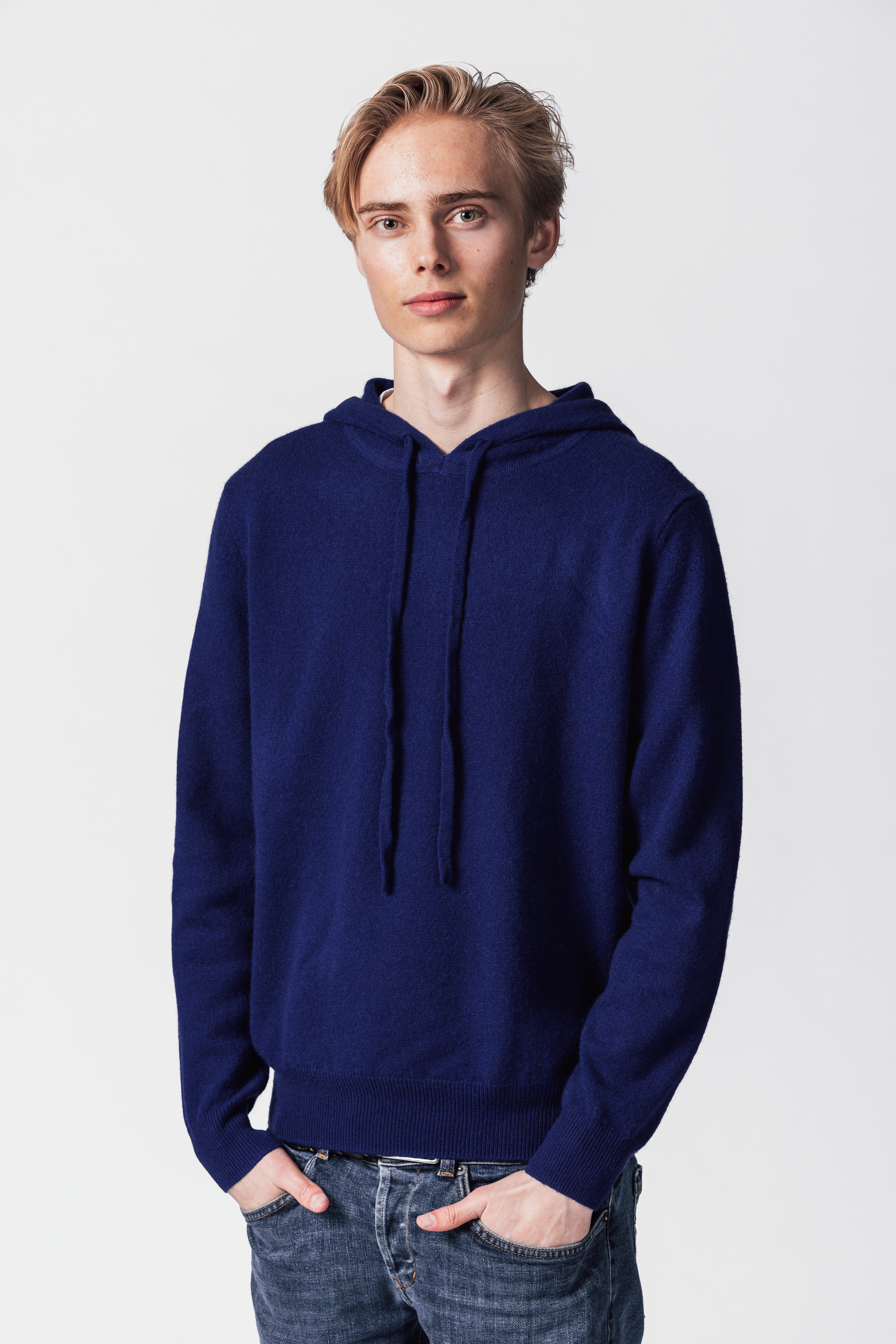 Dark blue cashmere hoodie