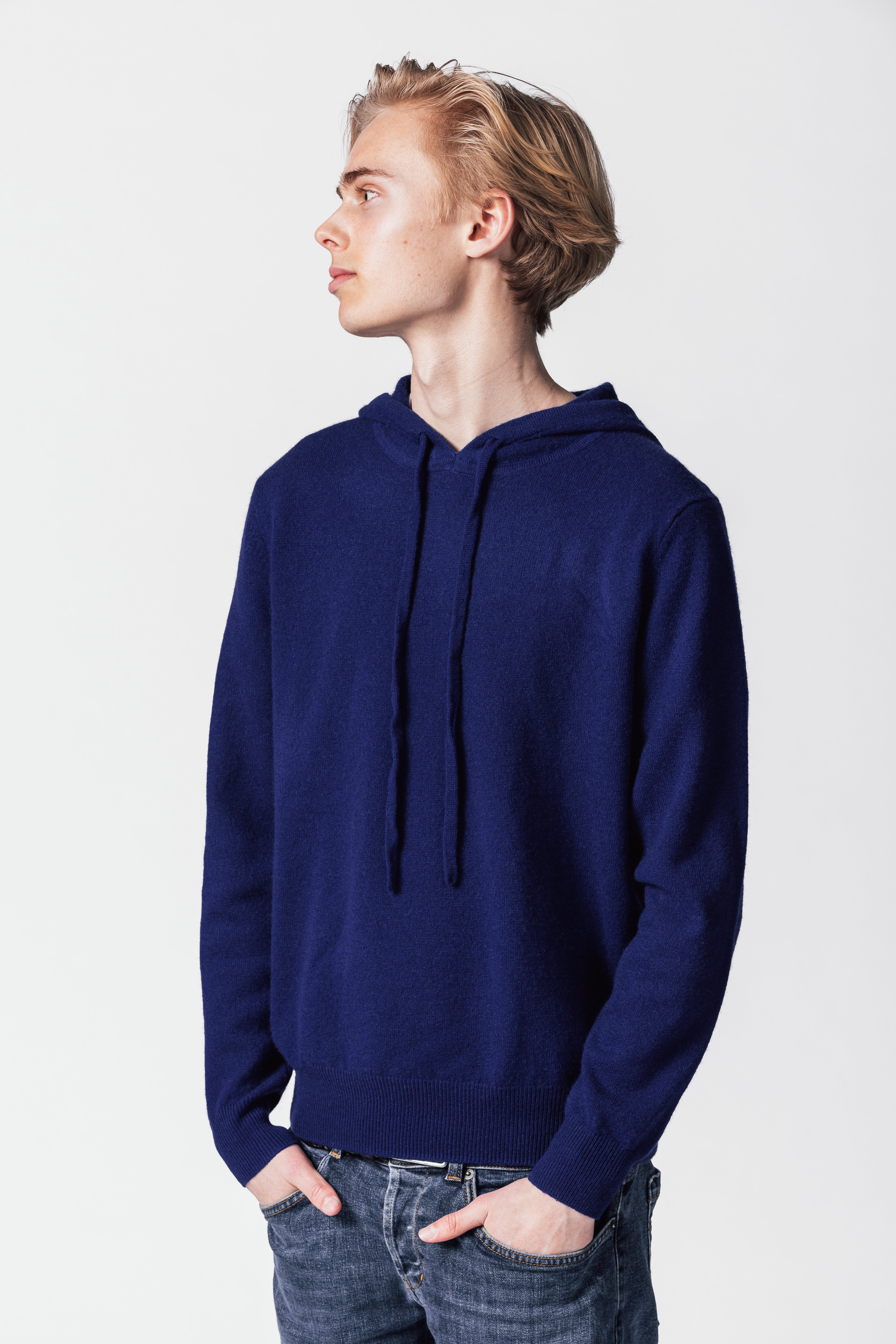 Dark blue cashmere hoodie