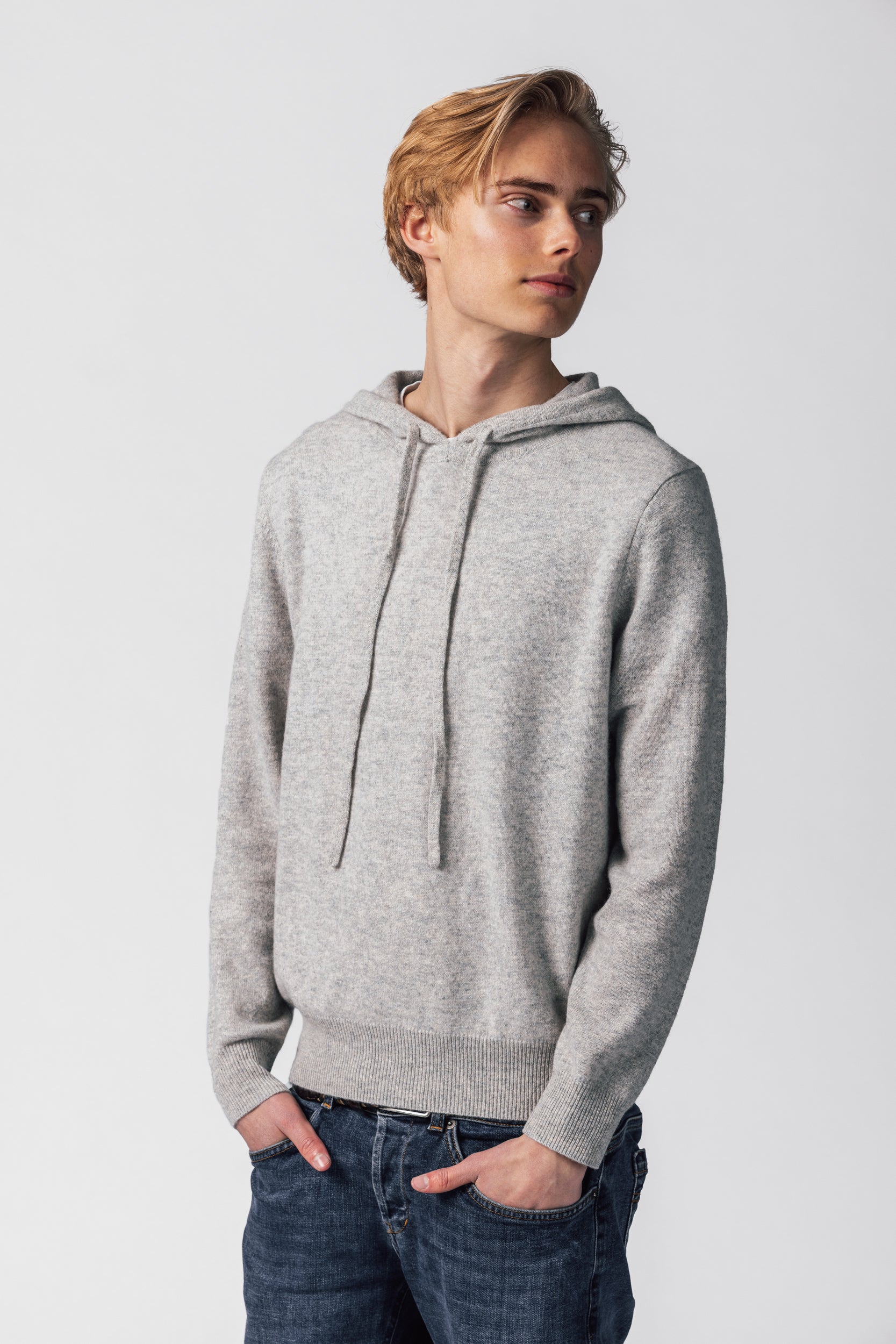 CASHMERE HOODIE LIGHT GREY