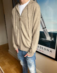 CASHMERE ZIP HOODIE BEIGE