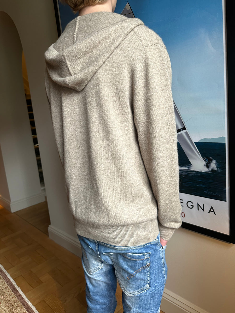 CASHMERE ZIP HOODIE BEIGE