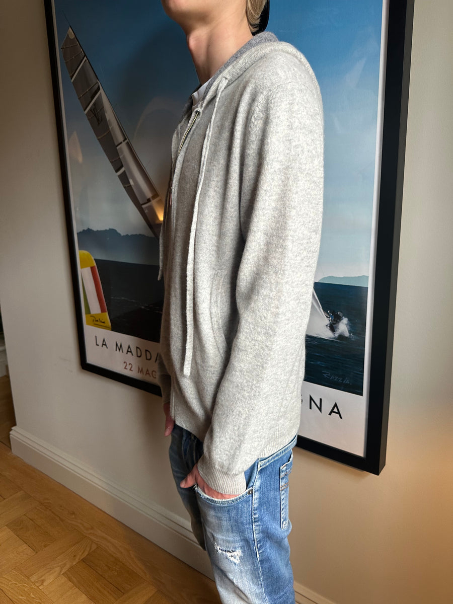 CASHMERE ZIP HOODIE LIGHT GREY