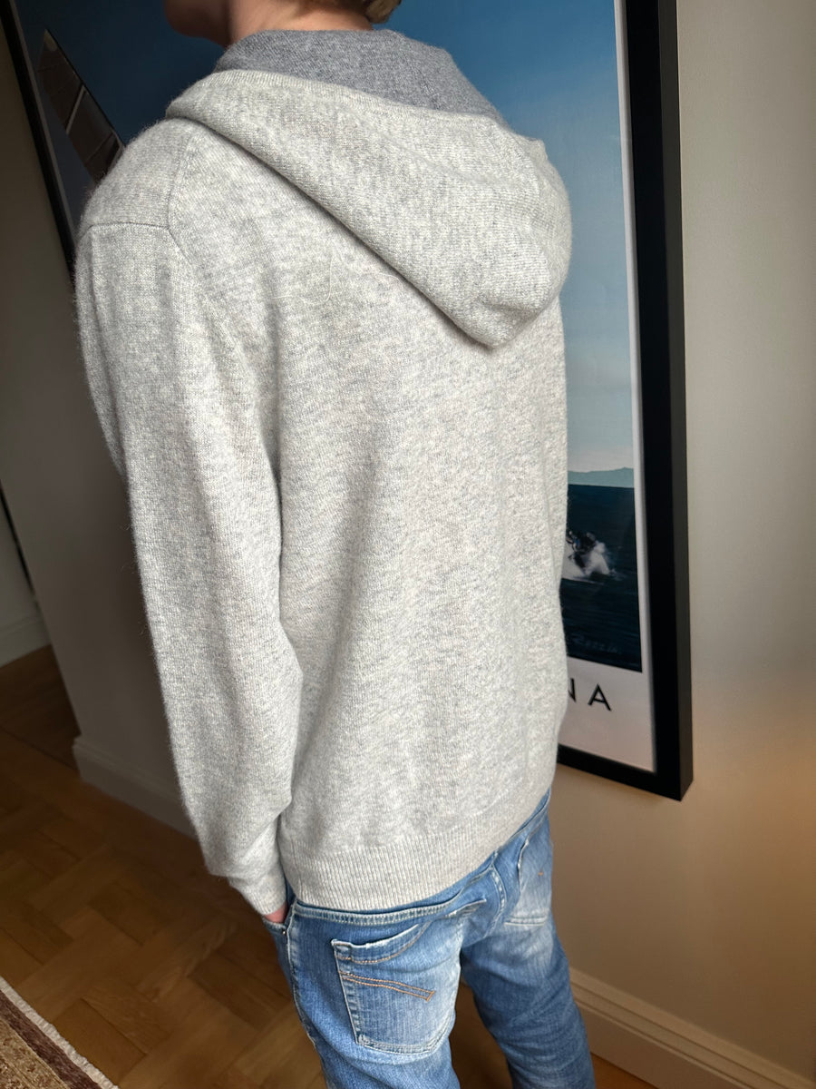 CASHMERE ZIP HOODIE LIGHT GREY