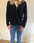 Knitted cashmere zip hoodie navy