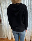 Knitted cashmere zip hoodie navy